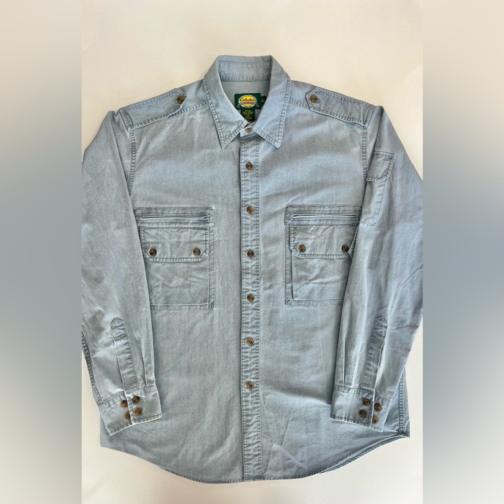 Cabela's Light Blue Canvas Button-Down Shirt